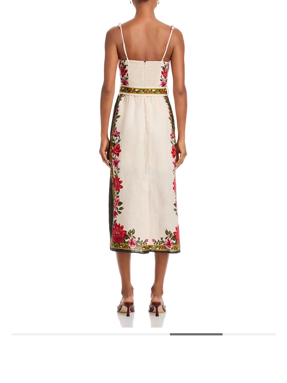 FARM Rio Cream Midi Dress with Red Floral Embroidery - Picture 2 of 5